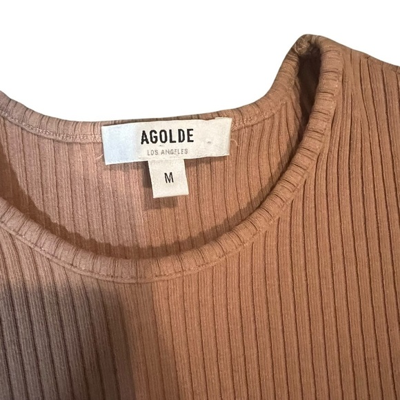 AGOLDE Lyza Ribbed Stretch Cut Out Top in Tan Medium Excellent Condition - Picture 5 of 7